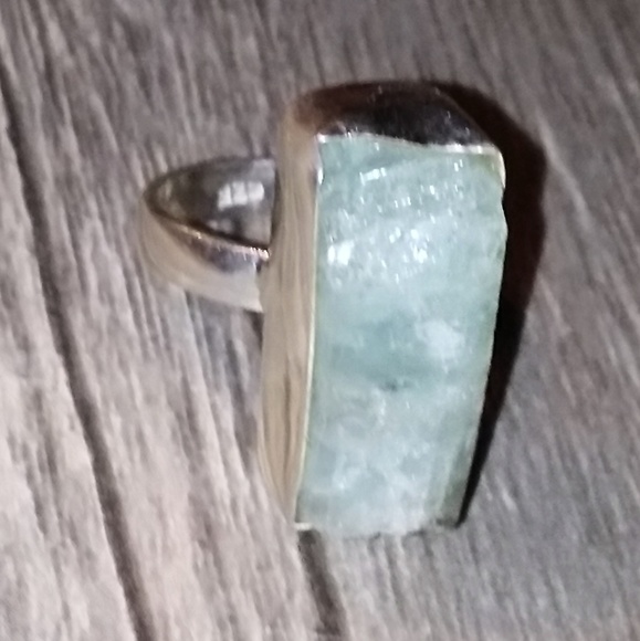 Raw Aquamarine Sterling Silver ring - Picture 1 of 4